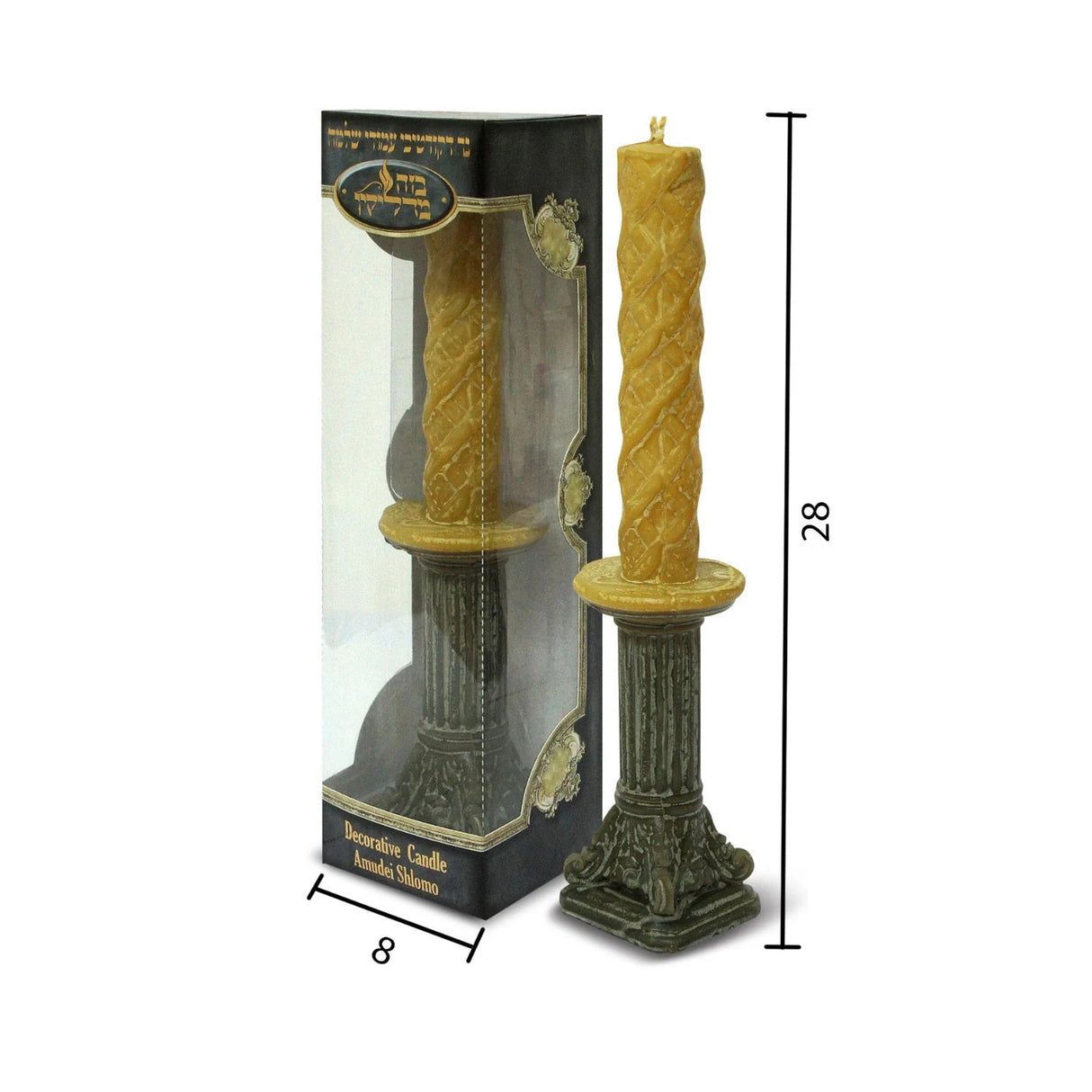Havdalah Candle Pillar - Gold {Judaica-Shabbos-Havdolah} Manchester Judaica
