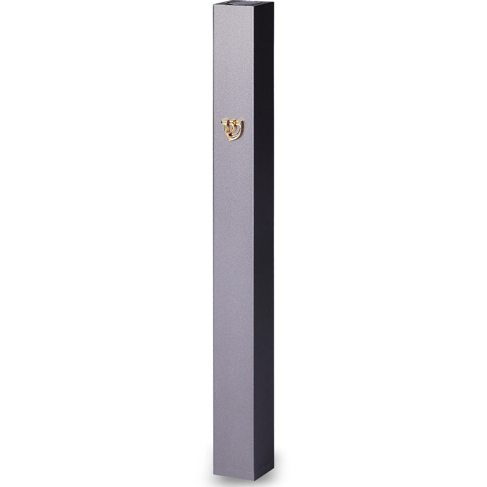 Aluminum Mezuzah 15 Cm - with Metal Shin - Dark Gray