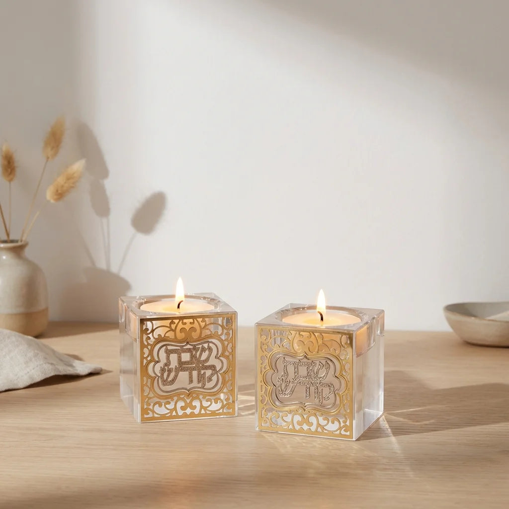 Crystal Candlesticks 5 cm with Metal Plaque