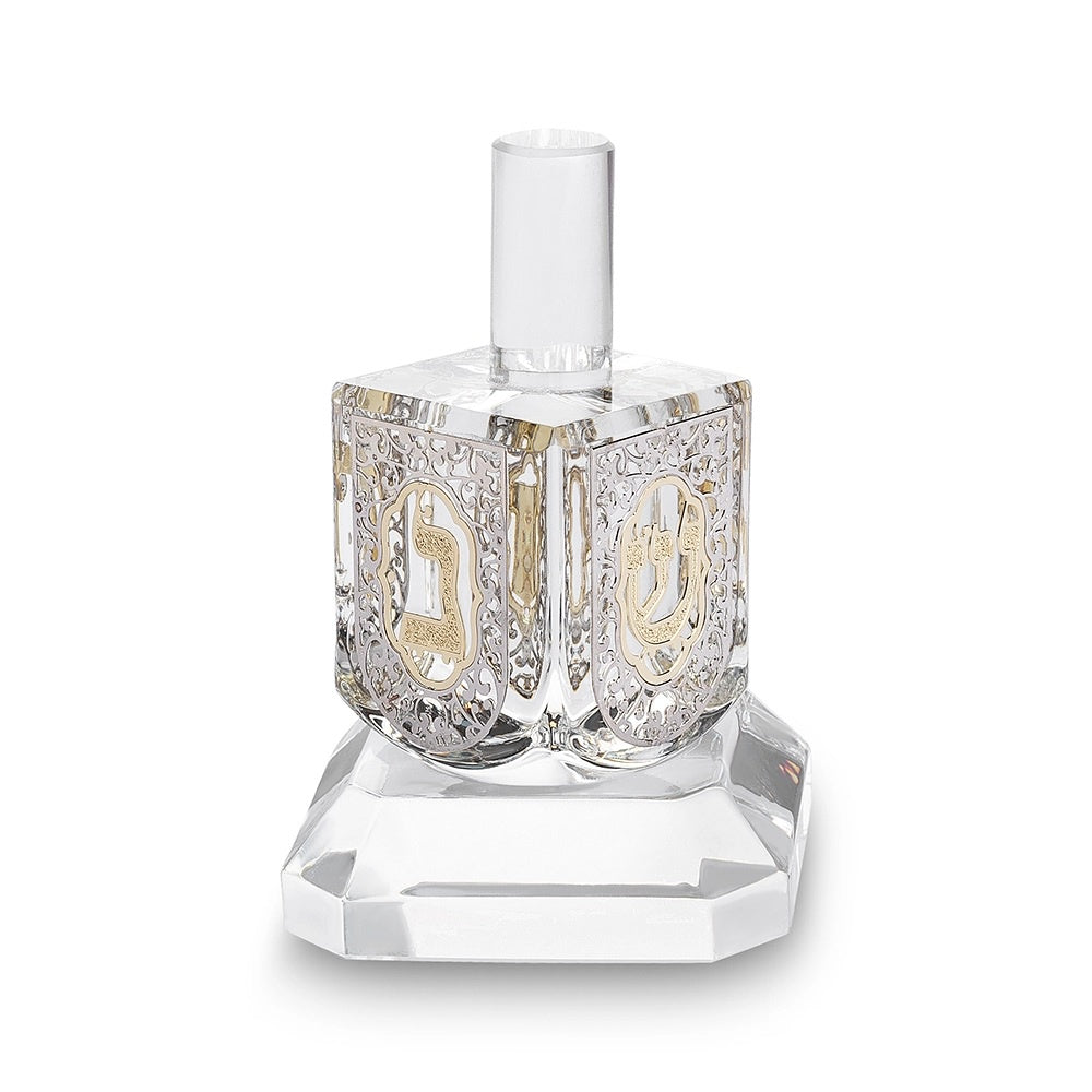 Crystal Dreidel 11 cm With Metal Plaque {Holiday-Chanukah-Dreidlech} Manchester Judaica