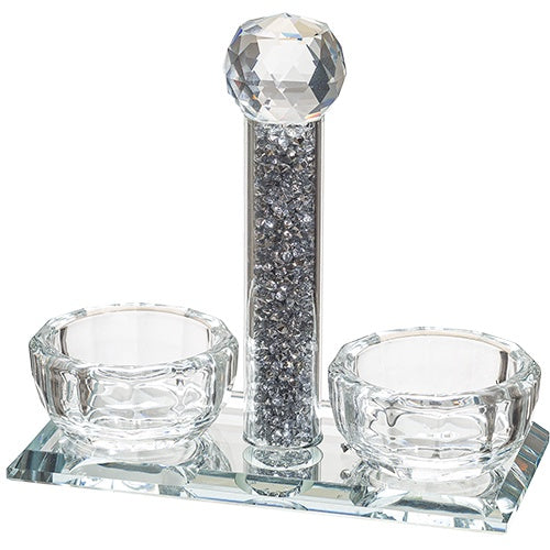 Crystal Salt Holder 12*11cm with Glass Chips {Judaica-Tabletop-Salt Holder} Manchester Judaica
