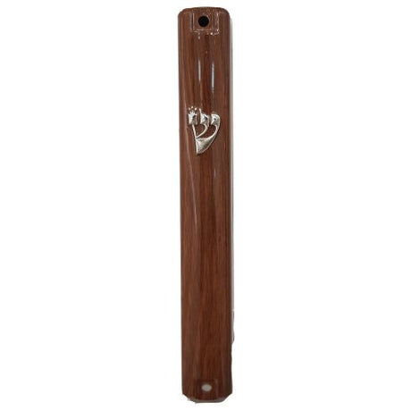 Plastic Mezuzah 15cm - Brown Wood Design {Judaica-Home-Mezuzah Holder} Manchester Judaica