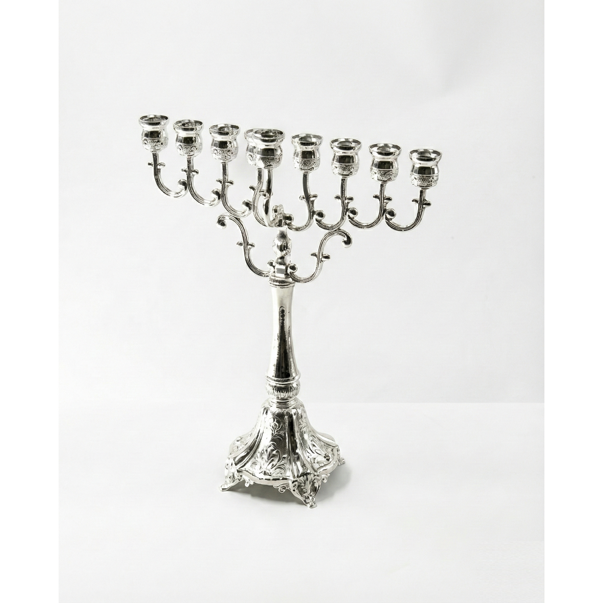 Silver Plated Menorah 32cm {Holiday-Chanukah-Menorah} Manchester Judaica