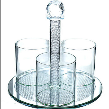 Crystal Stand 3 Compartments {Judaica-Home-items} Manchester Judaica