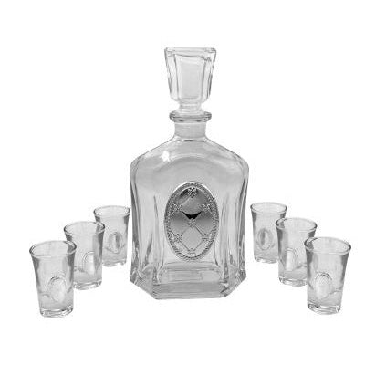 Liquor Set Bottle + 6 Cups 17180 {Judaica-Tabletop-Wine & Liquor} Manchester Judaica