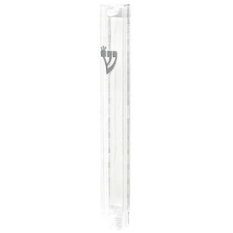 Plastic Mezuzah 12Cm- Clear With Silver Shin {Judaica-Home-Mezuzah Holder} Manchester Judaica