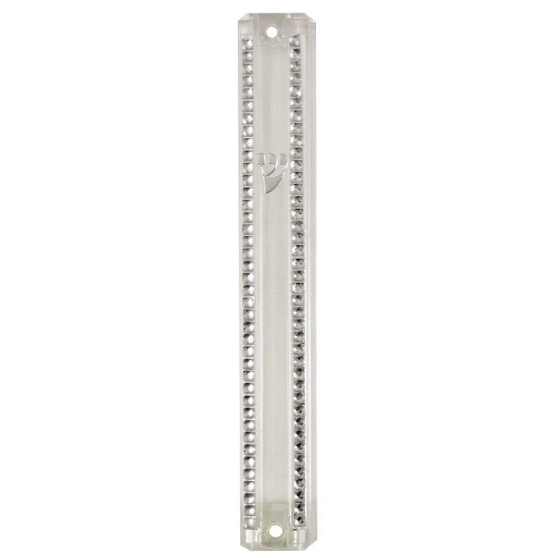Plastic Mezuzah 15Cm - Clear With Chain Design {Judaica-Home-Mezuzah Holder} Manchester Judaica