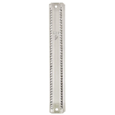 Plastic Mezuzah 15Cm - Clear With Chain Design {Judaica-Home-Mezuzah Holder} Manchester Judaica