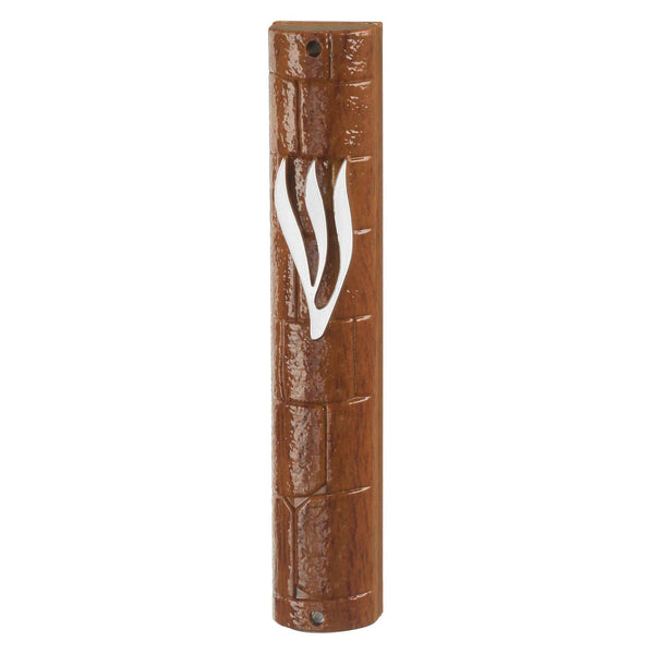 Plastic Mezuzah 15Cm - Kosel Stones - Wood Painted {Judaica-Home-Mezuzah Holder} Manchester Judaica