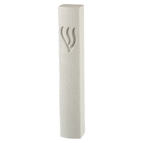 Polyresin Mezuzah 15 Cm - Stone Like - White {Judaica-Home-Mezuzah Holder} Manchester Judaica