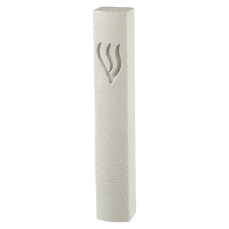 Polyresin Mezuzah 15 Cm - Stone Like - White {Judaica-Home-Mezuzah Holder} Manchester Judaica