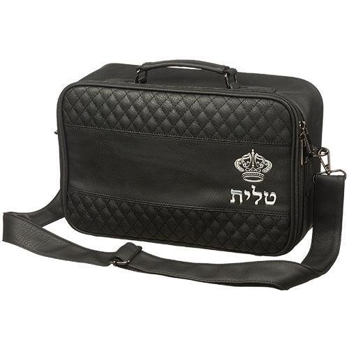 PU Fabric Talis Bag with Handle - Black with Embossed Letters {Judaica-Tallis Tefilin Bags-other bags} Manchester Judaica