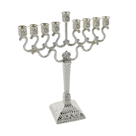 Square Silver Menorah 21Cm {Holiday-Chanukah-Menorah} Manchester Judaica