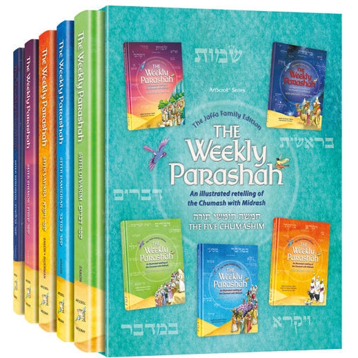 The Weekly Parashah – 5 Volume Slipcase Set - Jaffa Family Edition {Books-Kids-Kids Parshah} Manchester Judaica