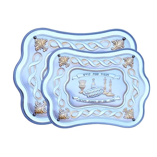 White Royal Corkscrew Challah Tray - large {Judaica-Tabletop-Challah Board} Manchester Judaica
