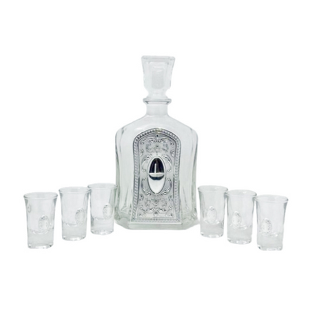 Liquor Set Bottle + 6 Cups 17626 {Judaica-Tabletop-Wine & Liquor} Manchester Judaica