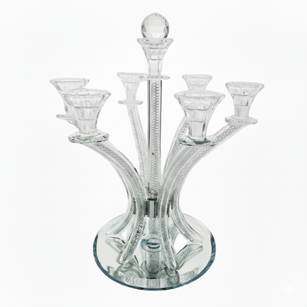 Crystal Candlesticks - 6 {Judaica-Lecht-Candlesticks, Candelabra} Manchester Judaica