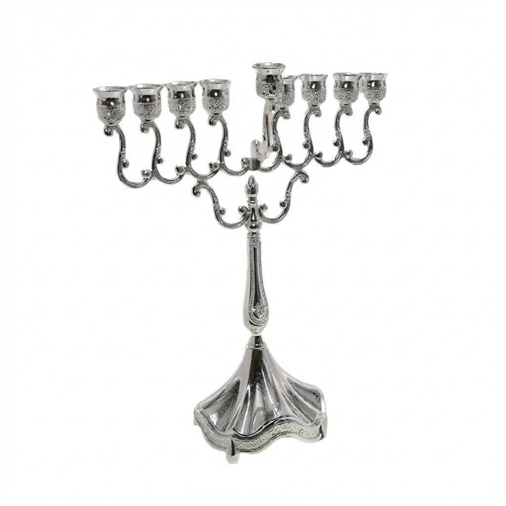 Silver Plated Menorah 21cm {Holiday-Chanukah-Menorah} Manchester Judaica