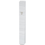 Plastic Mezuzah with Rubber Cork 15 cm 3d Metal Painted - Silver, White, Striped