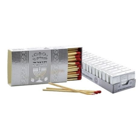 Ner Mitzvah Long Chanukah Matches - silver and grey