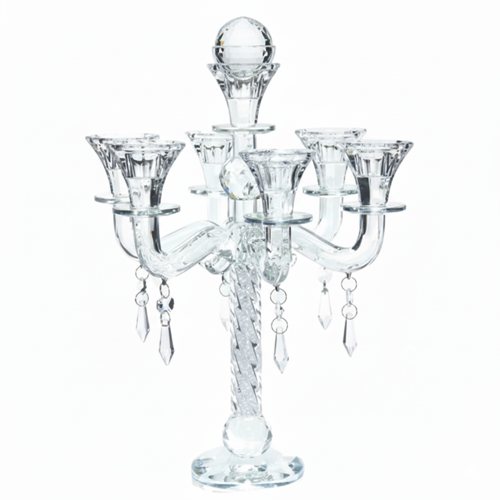 Crystal Candelabra 6 branch 191 {Judaica-Lecht-Candlesticks, Candelabra} Manchester Judaica