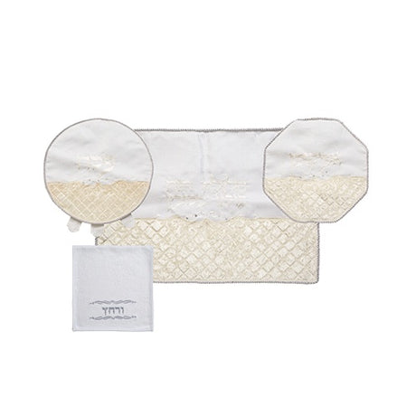 Brockett Pesach 4 pcs Set 67335 {Holiday-Pesach-Matzah Tash & Pesach Set} Manchester Judaica