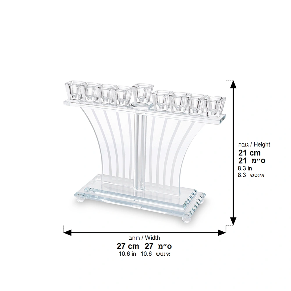 Crystal Elegant Menorah 21x27 cm {Holiday-Chanukah-Menorah} Manchester Judaica