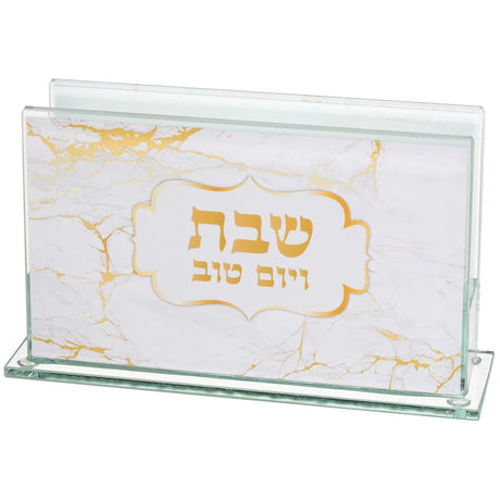 Glass Matches Holder 12.5*7 cm with Print - Marble Design {Judaica-Home-Matchbox} Manchester Judaica