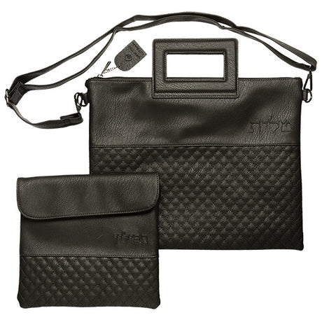 PU Leathere Fabric Talit & Tefilin Set 38*31 cm with Handles- Black {Judaica-Tallis Tefilin Bags-Size 5} Manchester Judaica