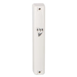 Plastic Mezuzah 12cm - White With Silver Shin {Judaica-Home-Mezuzah Holder} Manchester Judaica
