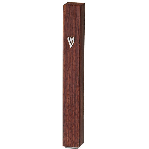 Plastic Mezuzah 15 cm - Brown Wood Design {Judaica-Home-Mezuzah Holder} Manchester Judaica