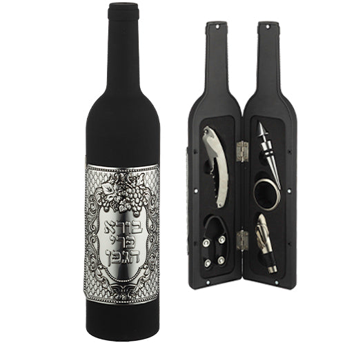 Set of Wine Accessories in a Bottle with plaque 32 cm