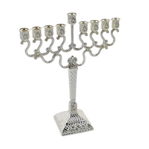 Square Silver Menorah 21cm {Holiday-Chanukah-Menorah} Manchester Judaica