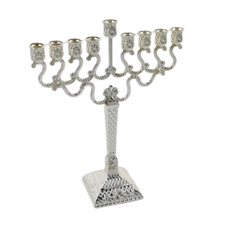Square Silver Menorah 21cm {Holiday-Chanukah-Menorah} Manchester Judaica
