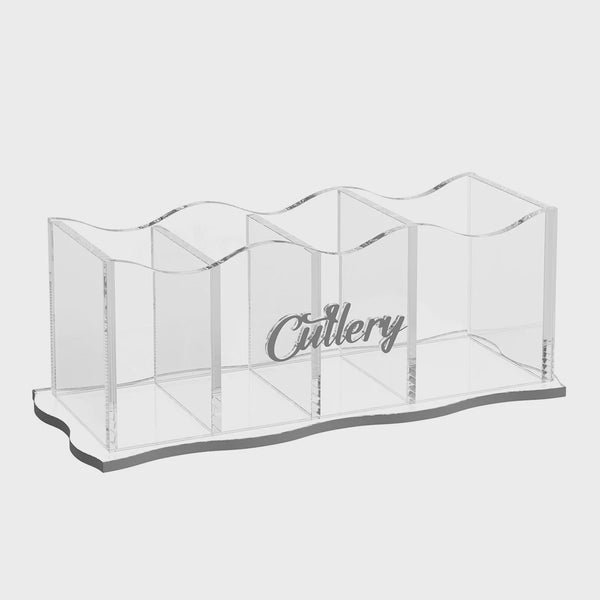 Wave Cutlery Holder - Silver {Judaica-Tabletop-Holders & Dishes} Manchester Judaica