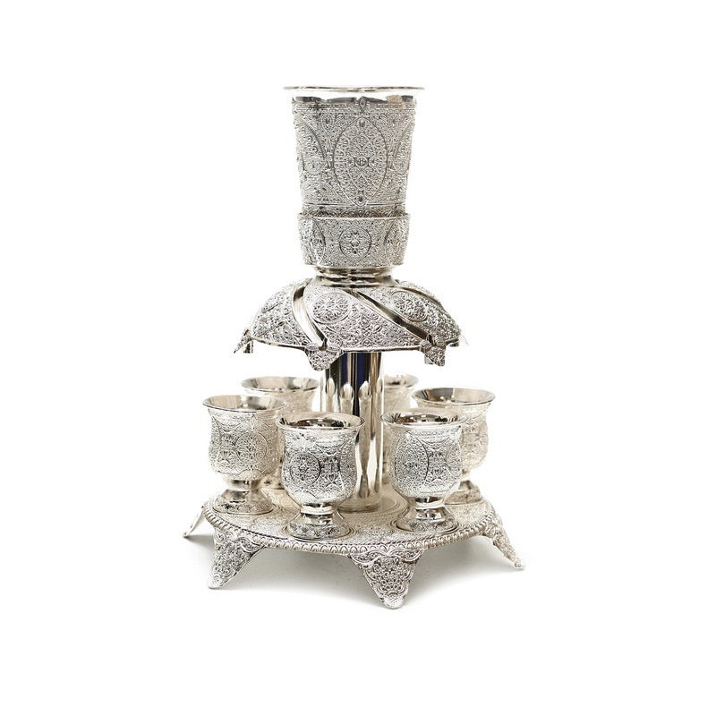 Wine Dispenser - 6 Cups {Judaica-Tabletop-Kiddush Cup} Manchester Judaica