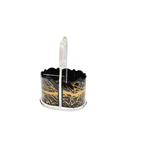 Acrylic Cuttlery Holder Black and Gold Judaica-Home-items 12485 Manchester Judaica