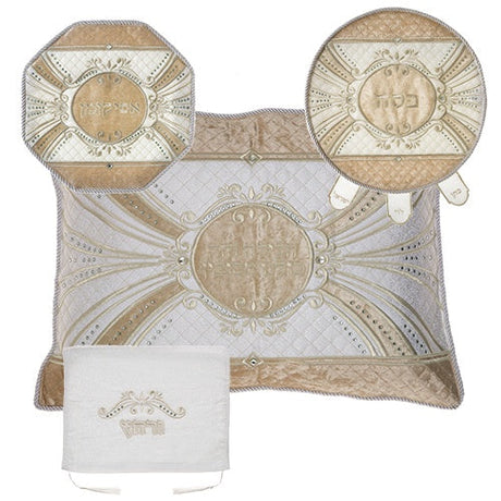 Brockett & Velvet 4pcs Pesach Set 64961 Holiday-Pesach-Matzah Tash & Pesach Set 464961 Manchester Judaica