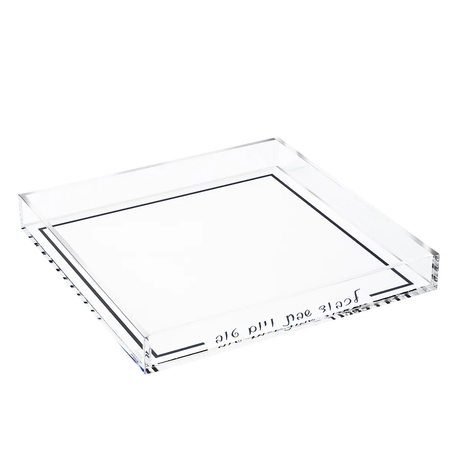 Clear Acrylic Tray with silver design Judaica-Tabletop-Food Trays 34104 Manchester Judaica