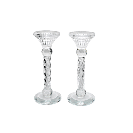 Crystal Candlestick spiral pair 202 Judaica-Lecht-Candlesticks, Candelabra 530 Manchester Judaica