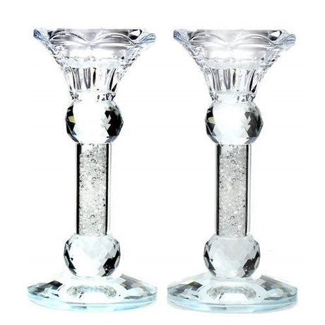 Crystal Candlesticks pair 14cm Judaica-Lecht-Candlesticks, Candelabra 506 Manchester Judaica