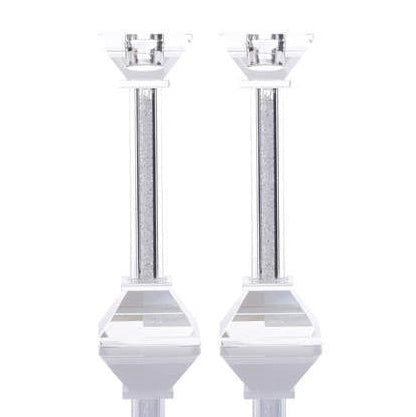 Crystal Candlesticks pair 18cm Judaica-Lecht-Candlesticks, Candelabra 12162 Manchester Judaica