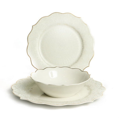 Dinner set - Velerie white gold 18 Judaica-Tabletop-Dinner Plate Sets 12474 Manchester Judaica