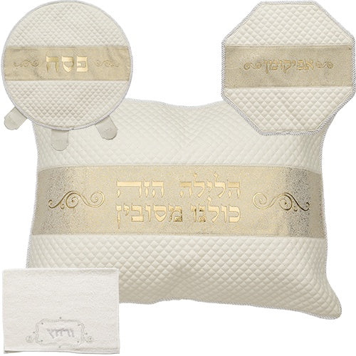 Leather Like 4pc Pesach Set 66863 Holiday-Pesach-Matzah Tash & Pesach Set 466863 Manchester Judaica