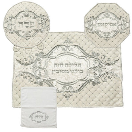 Leather Like 4pcs Pesach Set 65945 Holiday-Pesach-Matzah Tash & Pesach Set 465945 Manchester Judaica