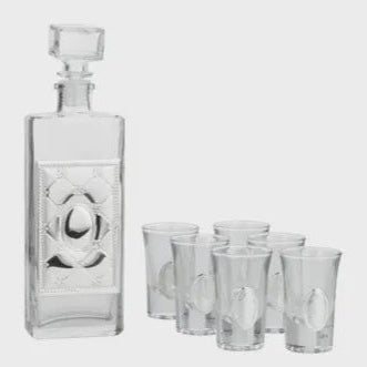 Liquor Set Bottle + 6 Cups 17382 Judaica-Tabletop-Wine & Liquor 13012 Manchester Judaica