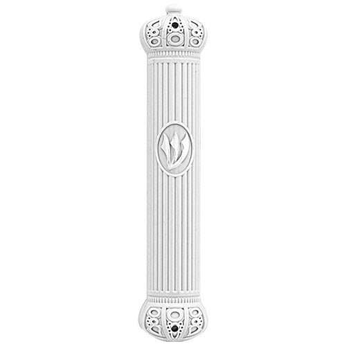 Plastic Mezuzah 15cm - Crown - White Judaica-Home-Mezuzah Holder 422924 Manchester Judaica