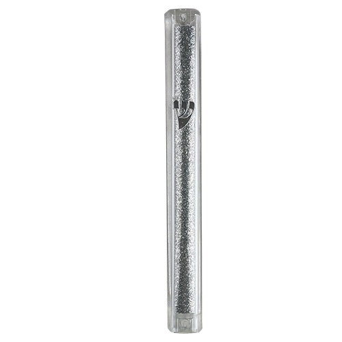 Plastic Mezuzah 15cm - Transparent With Glitter 22972 Judaica-Home-Mezuzah Holder 22972 Manchester Judaica