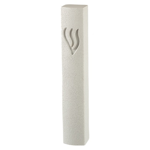 Polyresin Mezuzah 15 cm - Stone Like - White Judaica-Home-Mezuzah Holder 23661 Manchester Judaica