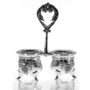 Silver plated Double Salt Cellar Judaica-Tabletop-Salt Holder 375 Manchester Judaica